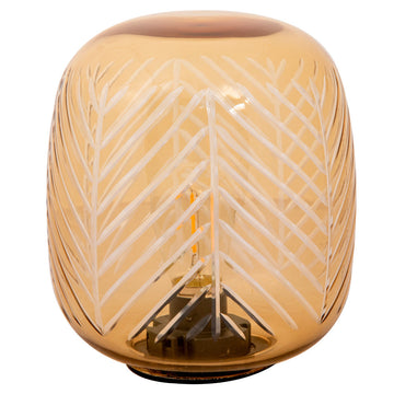 LUMINÁRIA VIDRO LAPIDADO LED BEGE 16 X 19 (H) CM