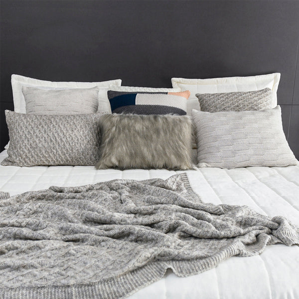 MANTA LOSANGOS CASHMERE TOUCH CINZA 130X180 CM