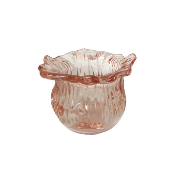 PORTA VELAS DE VIDRO ORGANIC ROSA 10 X 7 CM
