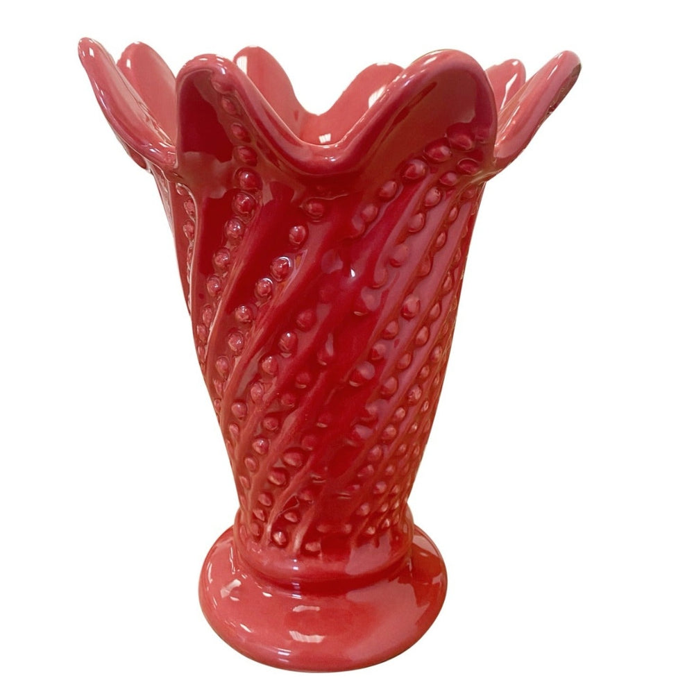 VASO DE CERÂMICA FEITO A MÃO BLUEBERRY VERMELHO 18 X 22 (H) CM