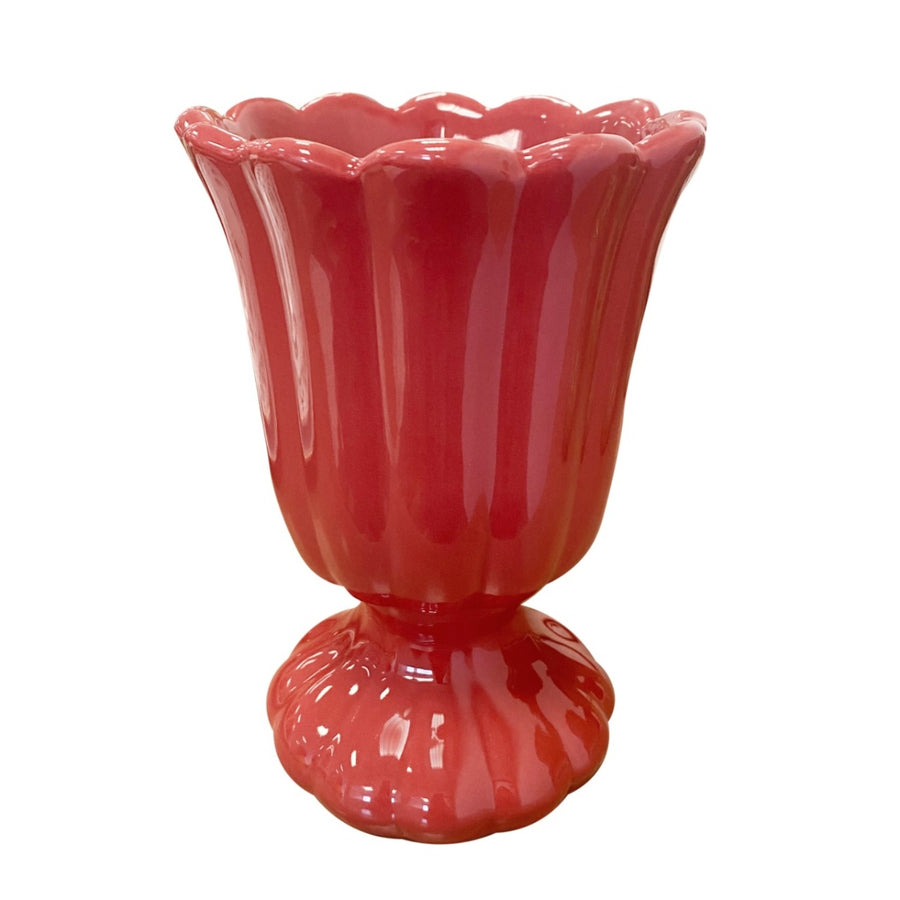 VASO DE CERÂMICA FEITO A MÃO TULIPA VERMELHO 13,5 X 19,5 (H) CM