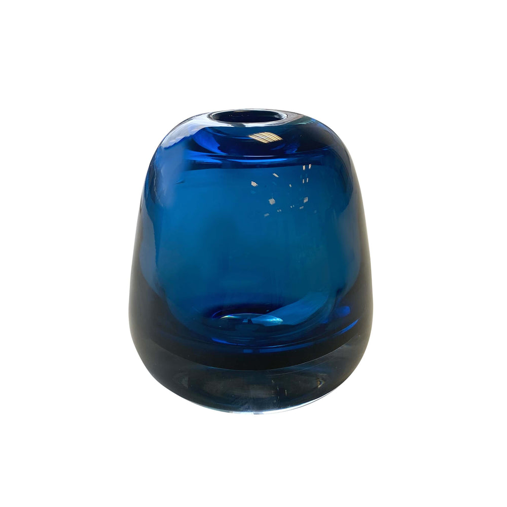 VASO DE VIDRO CILÍNDRICO AZUL 12CM
