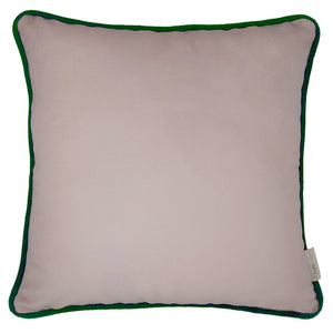 CAPA DE ALMOFADA VELUDO LINES COM VIVO ROSA E VERDE  50X50 CM