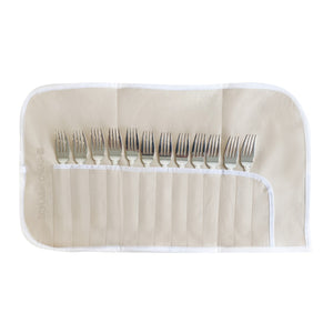 PORTA TALHERES PARA FAQUEIRO EM FELTRO BORDADO BEGE 11 PEÇAS