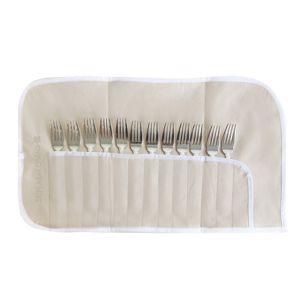 PORTA TALHERES PARA FAQUEIRO EM FELTRO BORDADO BEGE 11 PEÇAS
