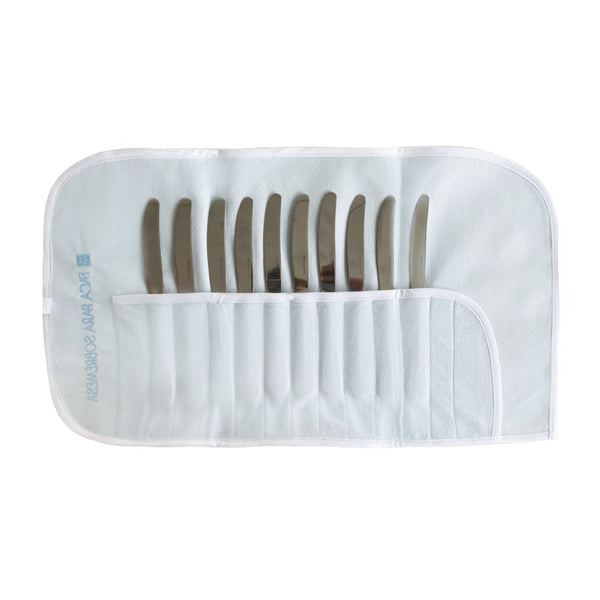 PORTA TALHERES PARA FAQUEIRO EM FELTRO BORDADO AZUL 11 PEÇAS