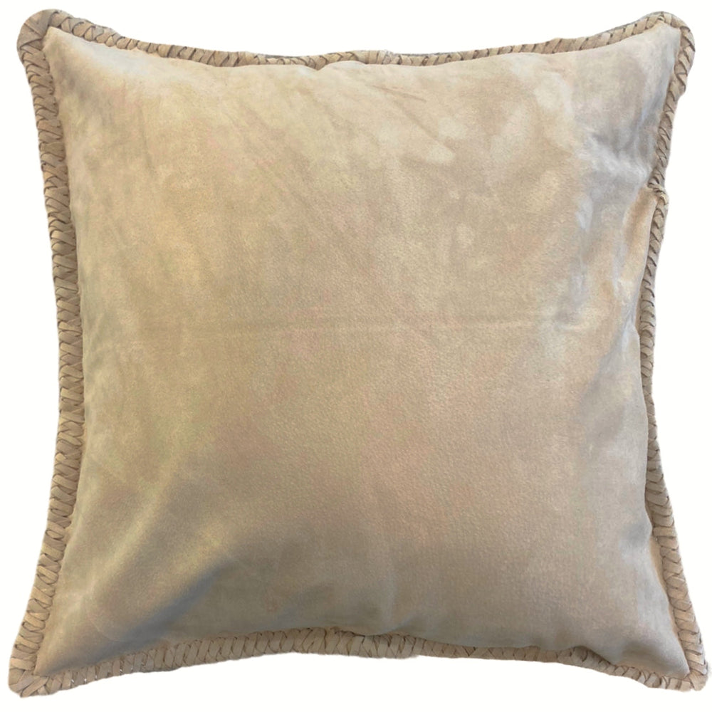 CAPA DE ALMOFADA CAMURÇA NATURAL TRANÇAS BEGE 50X50 CM