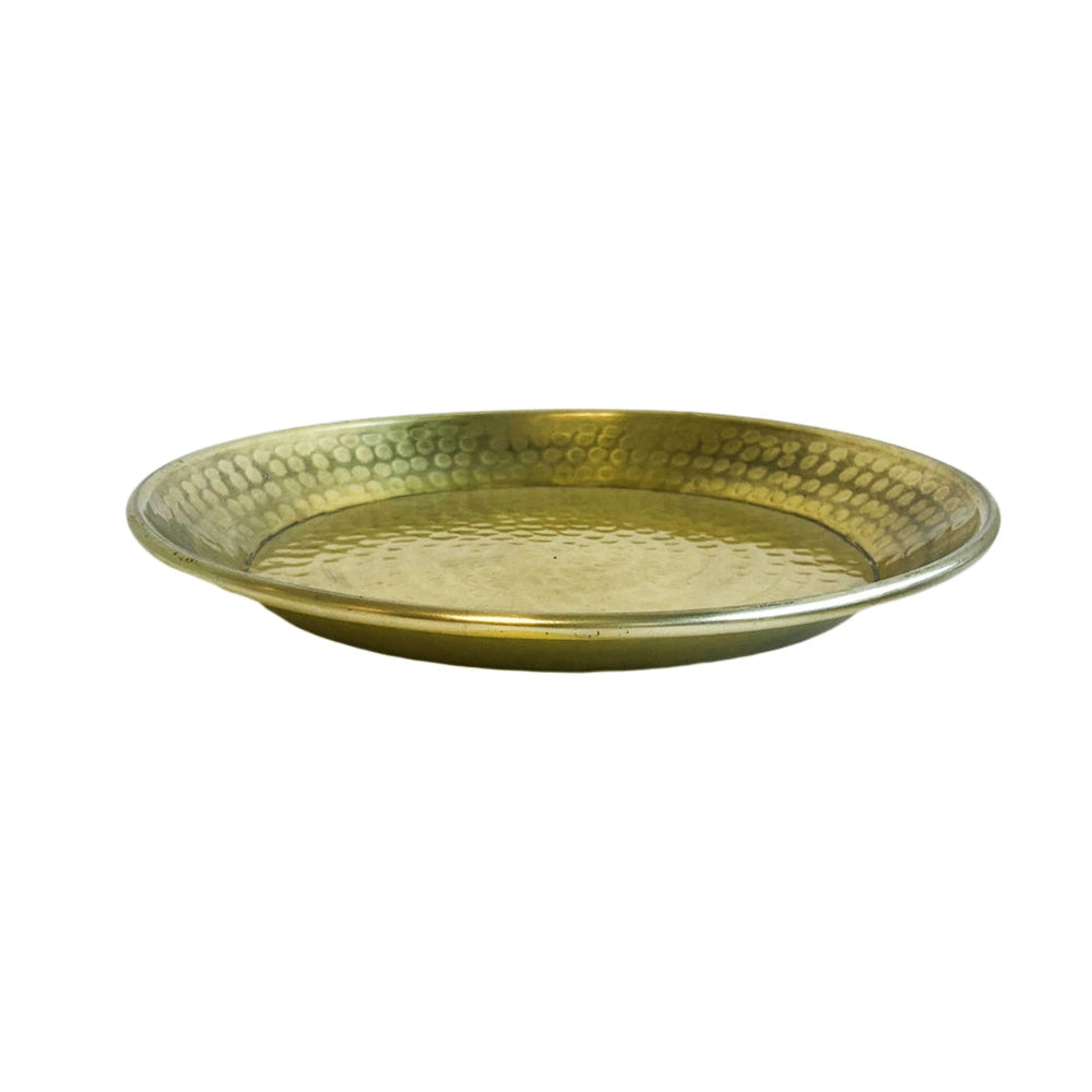 BANDEJA EM METAL MACETADO DOURADA REDONDA 30 X 2,5 (H) CM