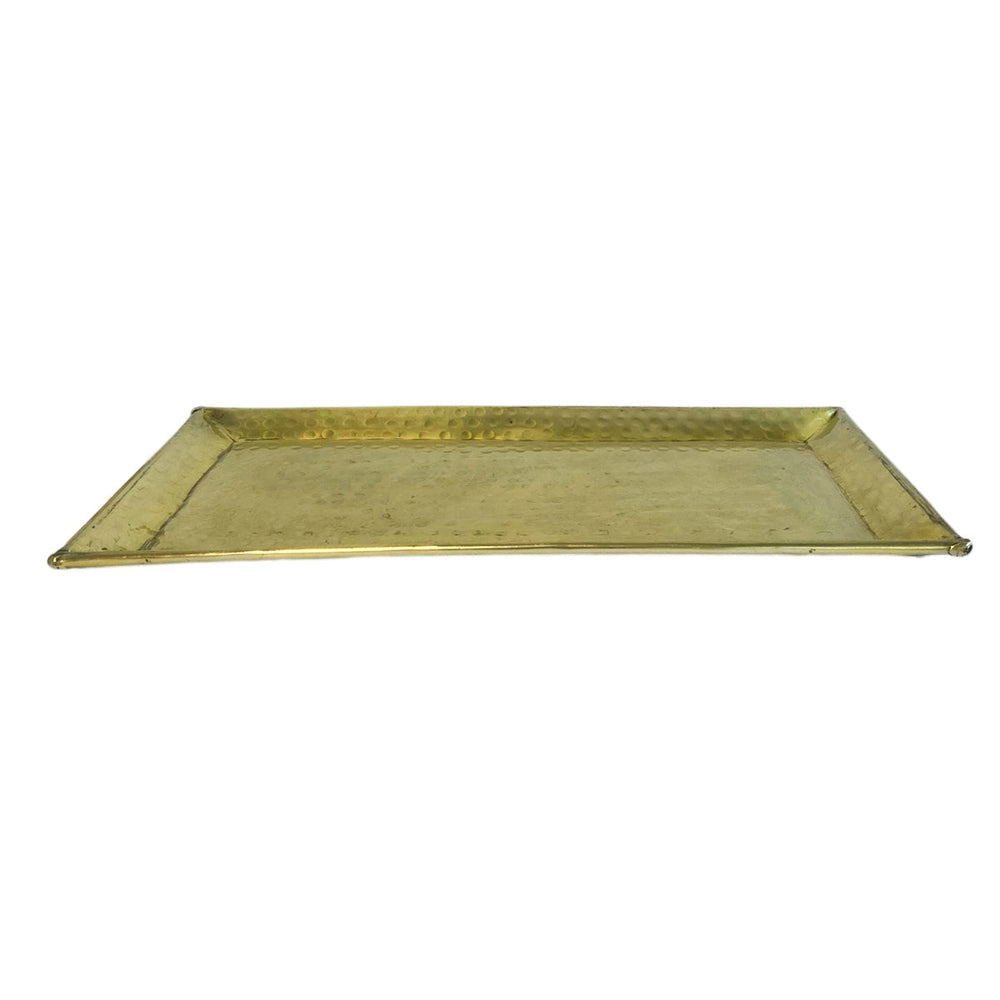 BANDEJA EM METAL MACETADO DOURADA RETANGULAR 23 X 43 X 2 (H) CM
