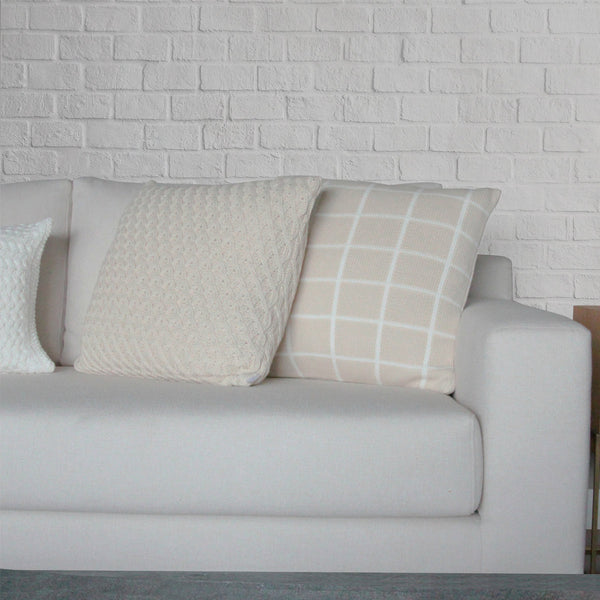 CAPA DE ALMOFADA TRICOT PLUS LOSANGOS BEGE 50X50