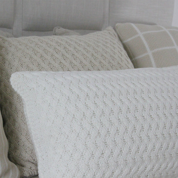 CAPA DE ALMOFADA TRICOT PLUS LOSANGOS BEGE 50X50