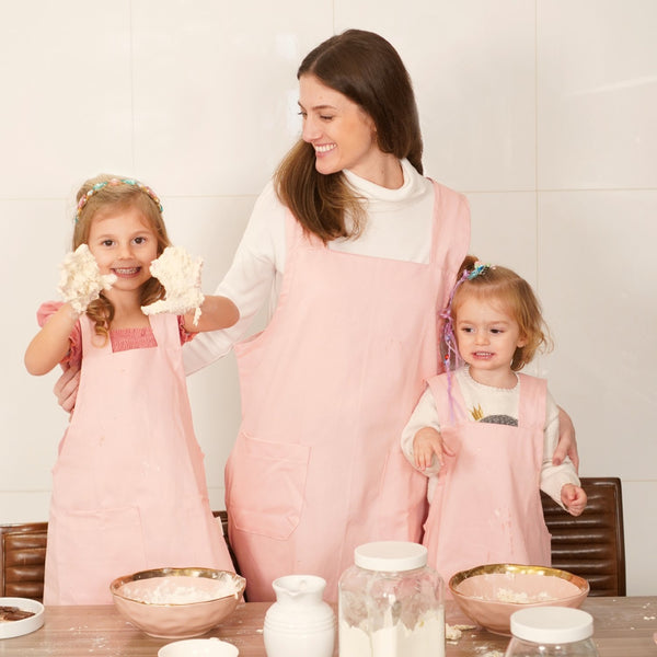 avental para mãe e filha rosa adulto