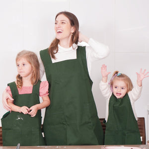 avental infantil verde mae e filha