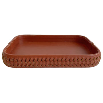 BANDEJA DE COURO NATURAL CARAMELO M  24 X 35 X 4 (H) CM