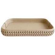 BANDEJA DE COURO NATURAL OFF WHITE  M 24 X 35 X 4 (H) CM