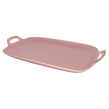 BANDEJA CERÂMICA ROSA 29 X16CM
