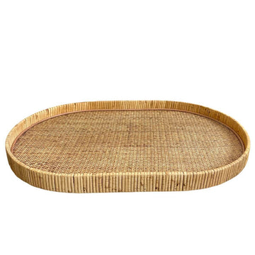 BANDEJA DE RATTAN E MADEIRA OVAL CLEAN G 61X41X4CM