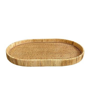 BANDEJA DE RATTAN E MADEIRA OVAL CLEAN M 54X34,5X4CM