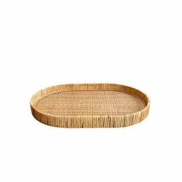 BANDEJA DE RATTAN E MADEIRA OVAL CLEAN P 45X30X4CM