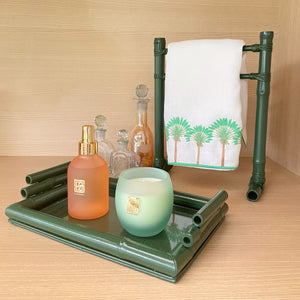 SUPORTE PARA TOALHA DE LAVABO BAMBU NATURAL VERDE