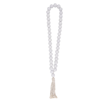 COLAR DE MESA MADEIRA TASSEL BRANCO 67CM