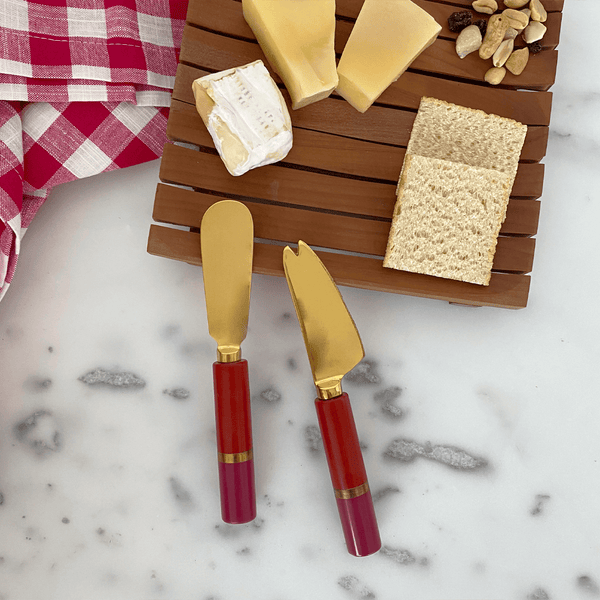 SET FACAS PARA QUEIJOS COLORS DOURADA 3 PEÇAS