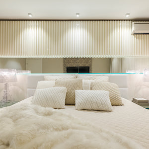 CAPA DE ALMOFADA TRICOT PLUS GRID BEGE 50X50 CM