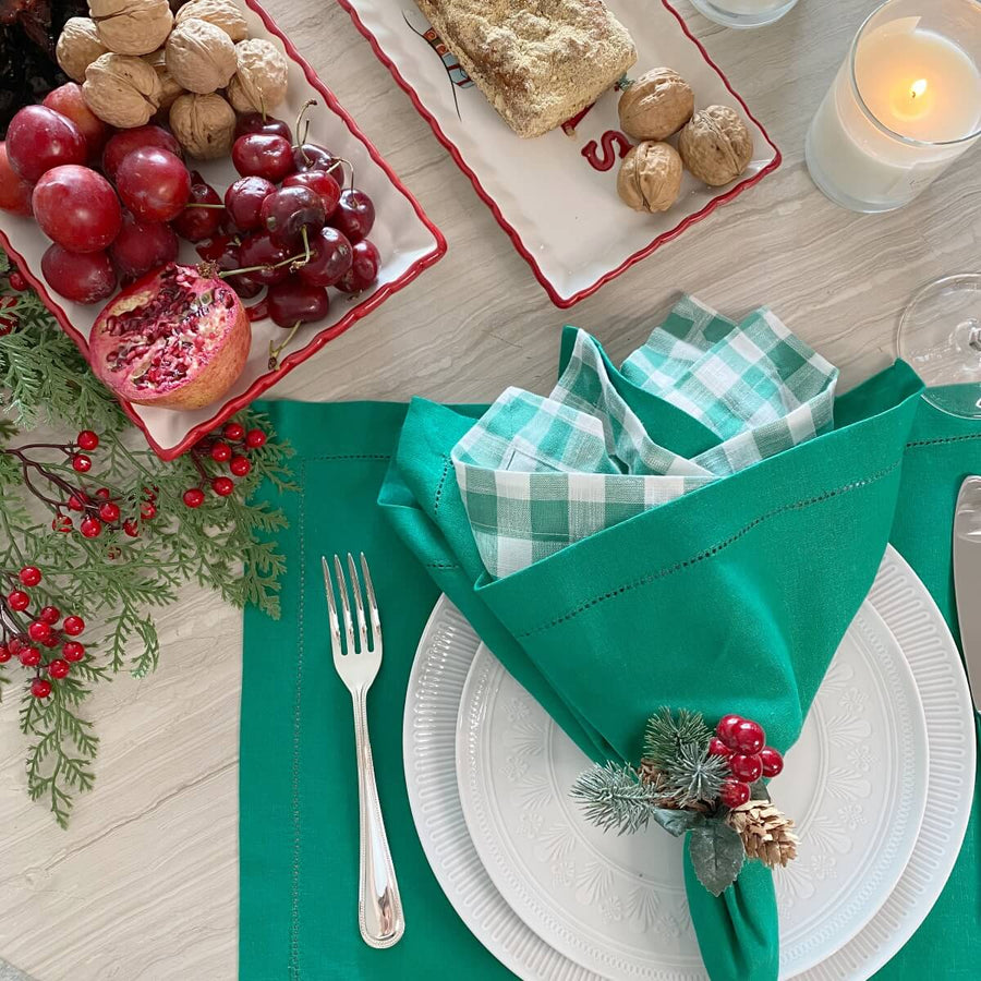 guardanapo vichy verde mesa de natal