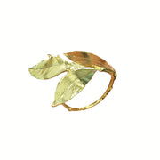 PORTA GUARDANAPO METAL FOLHA COM BANHO DE OURO DOURADO