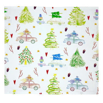 GUARDANAPO DE NATAL ALGODÃO PINHEIROS  48X48 CM