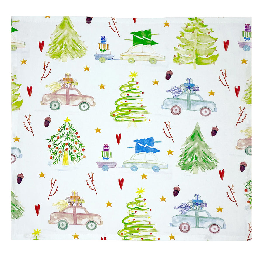 GUARDANAPO DE NATAL ALGODÃO PINHEIROS  48X48 CM