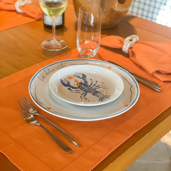 JOGO AMERICANO LINHO VISCO BARRA LARGA PREMIUM LARANJA 50X39  CM