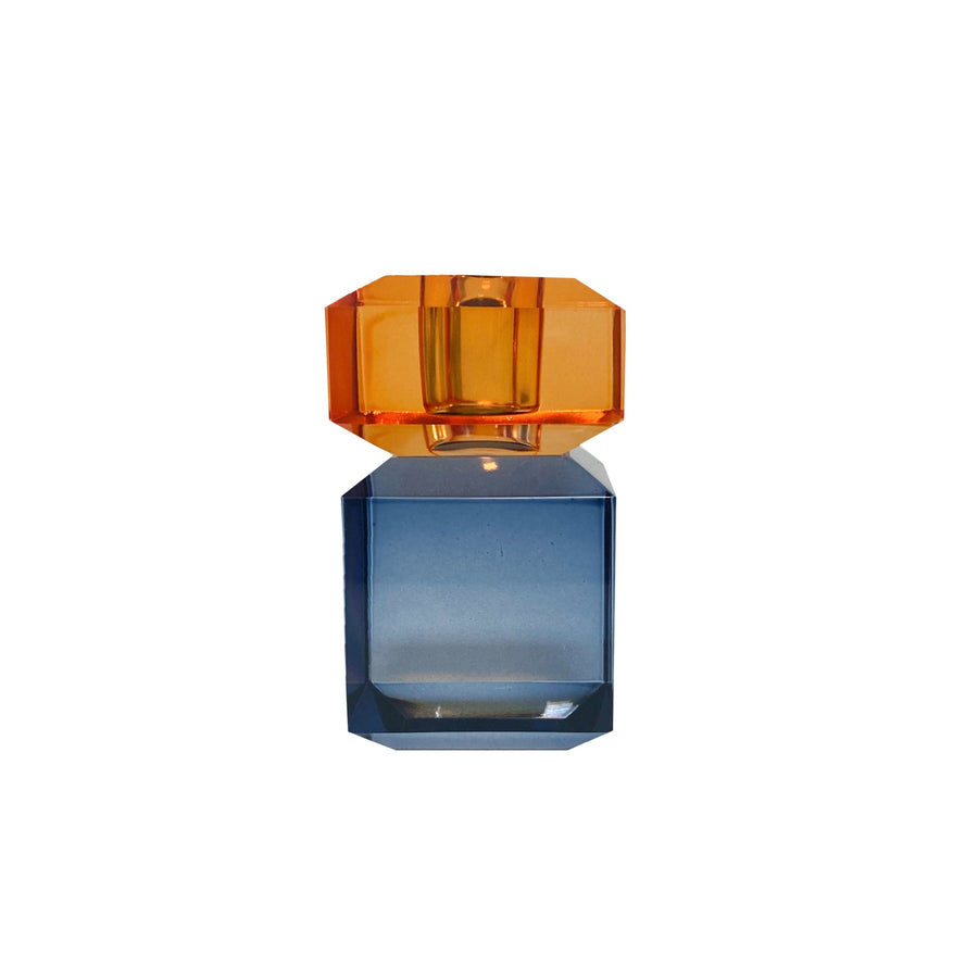 CASTIÇAL DE CRISTAL GILMMER AZUL E LARANJA 5,5 X 8 (h) CM