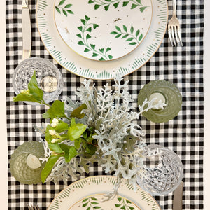 CAMINHO DE MESA VICHY DE ALGODÃO PRETO 160X45CM