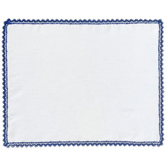 JOGO AMERICANO  DE LINHO COM GUIPIR NINA AZUL 46X37 CM