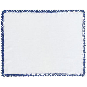 JOGO AMERICANO  DE LINHO COM GUIPIR NINA AZUL 46X37 CM