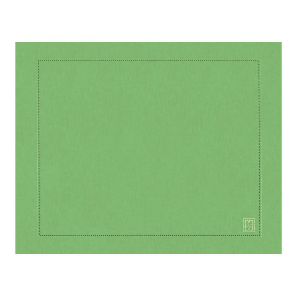 JOGO AMERICANO LINHO PURO BARRA LARGA PREMIUM VERDE FOLHA 50X39  CM
