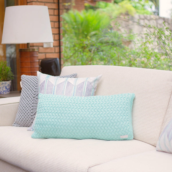 CAPA DE ALMOFADA TRICOT PLUS CESTARIA RIM VERDE 70X35