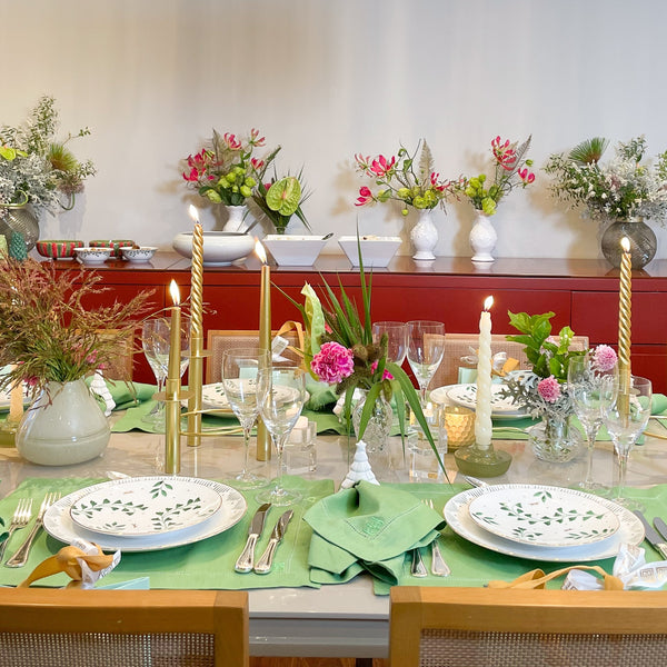 JOGO AMERICANO LINHO PURO BARRA LARGA PREMIUM VERDE FOLHA 50X39  CM