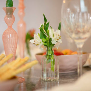 MINI VASO DE VIDRO CANELADO 5,5X10,5 CM