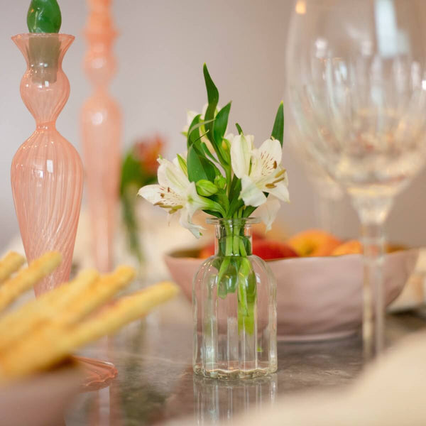 MINI VASO DE VIDRO CANELADO 5,5X10,5 CM