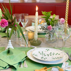 JOGO AMERICANO LINHO PURO BARRA LARGA PREMIUM VERDE FOLHA 50X39  CM