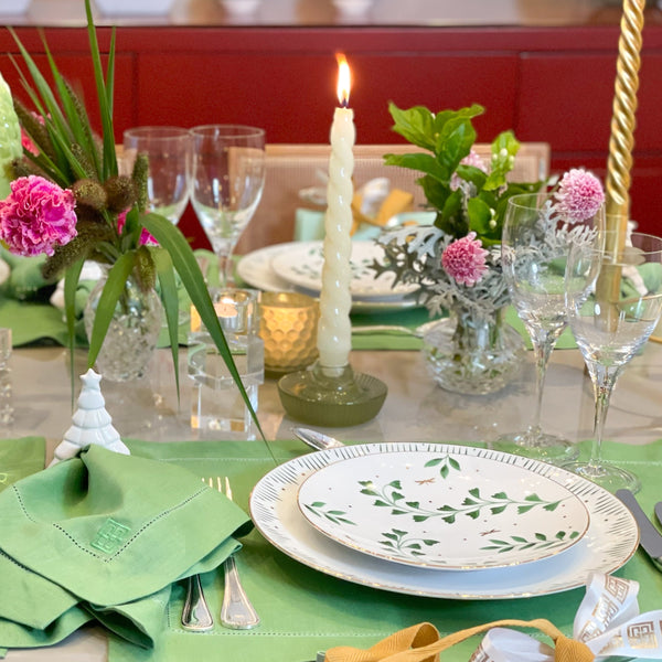 JOGO AMERICANO LINHO PURO BARRA LARGA PREMIUM VERDE FOLHA 50X39  CM