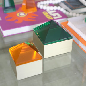 CAIXA PIRÂMIDE VERDE G 12X12 CM