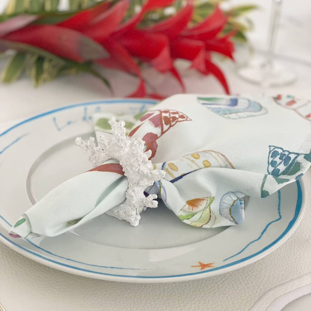 PORTA GUARDANAPO CORAL BRANCO