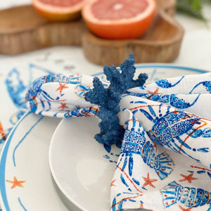 PORTA GUARDANAPO CORAL AZUL