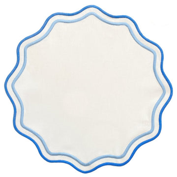 JOGO AMERICANO EASY CLEAN ONDAS REDONDO AZUL  43 CM