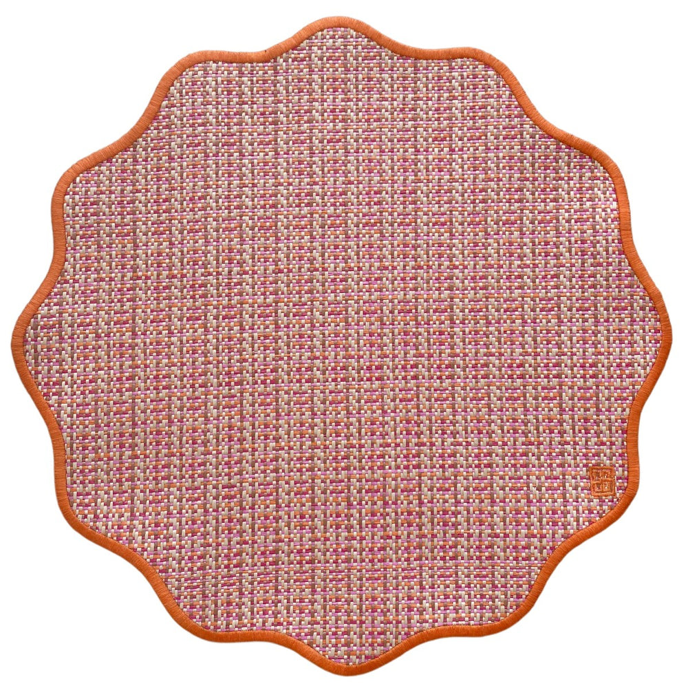 JOGO AMERICANO IMPERMEÁVEL RÁFIA REDONDO LARANJA 43 CM