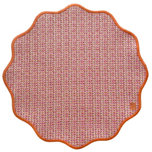 JOGO AMERICANO IMPERMEÁVEL RÁFIA REDONDO LARANJA 43 CM