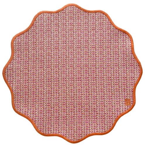 JOGO AMERICANO IMPERMEÁVEL RÁFIA REDONDO LARANJA 43 CM